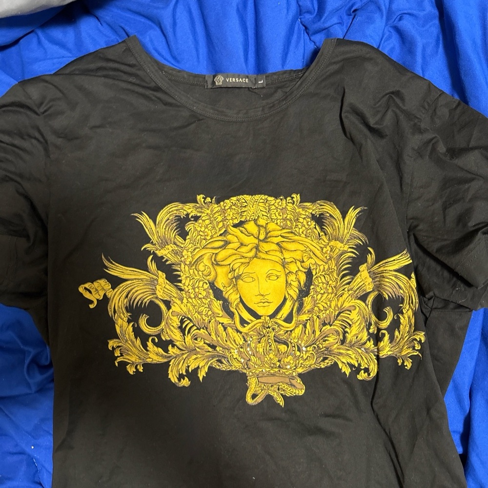 Versace Black T-Shirt with Gold Logo